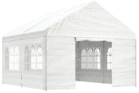 fehér polietilén pavilon tetővel 4,46 x 4,08 x 3,22 m