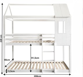 Montessori emeleteságy, fehér, 90x200, ATRISA