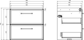 Cersanit S1021-002 - MILLE függesztett mosdó alá szerelhető fürdőszobaszekrény 60x45 cm fekete