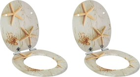 vidaXL Lágy záródású WC ülőke 2 pcs Sárga és Fehér 44 x 38 cm MDF lap