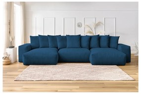 Sötétkék kordbársony sarokkanapé Voltaire – Bobochic Paris