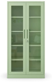 Üveges szekrény AMELIA, 900 x 1850 x 400 mm, Fresh Style: pasztellzöld