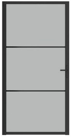 Fekete matt üveg és alumínium beltéri ajtó 102,5 x 201,5 cm