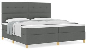 Box Spring Ágy Matraccal Sötétszürke 200x200 cm Szövet