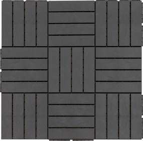 Outsunny Teraszkövek 30 x 30 cm - 9 Darab 0,81㎡ Klipszes Kerti Csempe Erkélyre Draináló Funkcióval - Fekete | Aosom