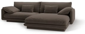Barna bársony sarokkanapé (jobb oldali-heverő résszel) Torino – Micadoni