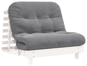 fehér tömör fenyőfa futon kanapéágy matraccal 100 x 206 x 11 cm