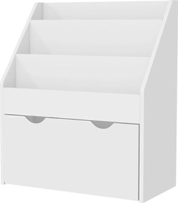 AIYAPLAY Gyermek Könyvespolc 3-8 Éveseknek 3 Polccal és Alsó Fiókkal, MDF Fa Játékpolc, 62.5x30x70 cm, Fehér | Aosom