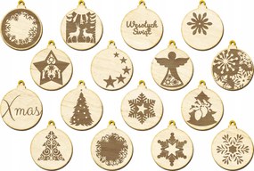 Fából készült karácsonyfadíszek MIX x16