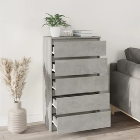 betonszürke szerelt fa fiókos szekrény 60 x 36 x 103 cm