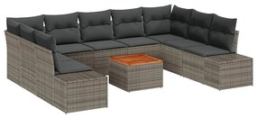 vidaXL Kerti Kanapé Szett párnával 10 pcs Szürke polirattan