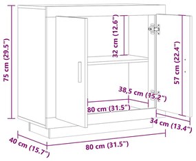 komód Régi fa 80x40x75 cm Gépelt fa