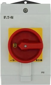 Be-ki kapcsoló, 3 sebességes+1NO+1NC, 40A, IP65 tokozásban, piros