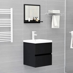 fekete szerelt fa fürdőszobai tükör 40 x 10,5 x 37 cm
