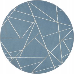 Kerek modern szőnyeg a nappaliba,kék krém geometrikus minta 140c
