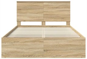 vidaXL Ágykeret fejtámlával Sonoma 160 x 200 cm Tömör fenyőfa