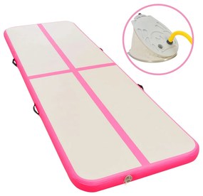 vidaXL rózsaszín PVC felfújható tornaszőnyeg pumpával 500x100x10 cm