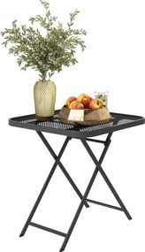 Outsunny Összecsukható Kerti Asztal 70 x 70 cm, Időjárásálló Erkély Asztal Acél Összecsukható Asztal Kivágott Dizájnnal, Kültéri Étkező Asztal, Négyze