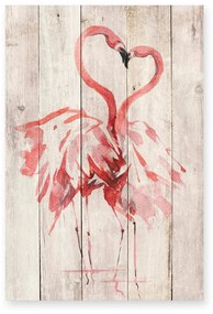 Love Flamingo fali dekoráció borovi fenyőből, 60 x 40 cm - Madre Selva