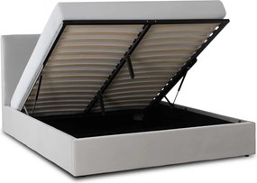 Kárpitozott ágy 140 × 200 cm ágyneműtartóval MARSYLIA szürke bársony