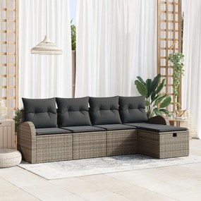 Kerti Kanapé Szett 5 pcs Szürke 234 x 117 x 85 cm Poli rattan