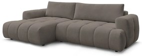 Szürkésbarna kinyitható-tárolóhelyes sarokkanapé (bal oldali-heverő résszel) Fuji – Bobochic Paris