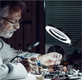 Extol - LED Dimmelhető asztali lámpa nagyítóval LED/8W/5V 2900/4500/7500K fekete