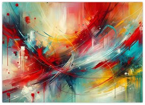 Üveg kép – Absztrakció pirossal (70x50 cm)