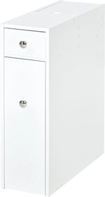 HOMCOM Fürdőszobai Oldalszekrény 2 Fiókkal és Tetővel Ellátott Felső Rekesszel Mosogató Showerhez 17x48x58 cm Fehér | Aosom