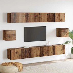 TV szekrény garnitúra 6 pcs Régi fa 100 x 30 x 30 cm faszínű