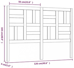 fekete tömör fenyőfa ágyfejtámla 126x4x104 cm
