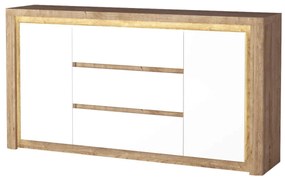 Komód Livia 08 (LED világítással) (ribbeck tölgy + fényes fehér). 1057864