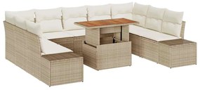 vidaXL Kert étkező szett párnával 10 pcs Beige és krém