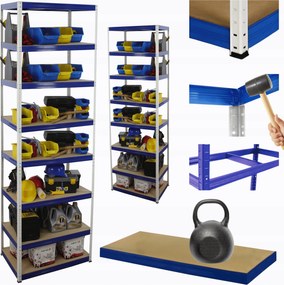 Tárolószekrény fém állvány Helios 270x75x35cm 8Px175kg Tömör Magas