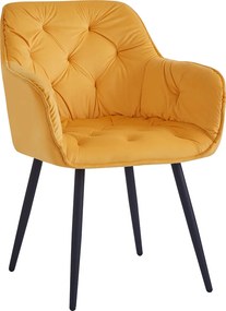 Dizájnos fotel, sárga Velvet szövet, FEDRIS NEW