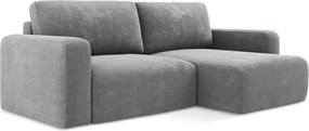 Szürke zsenília kinyitható-tárolóhelyes sarokkanapé (jobb oldali-heverő résszel) Kona – Makamii