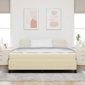 Boxrugós ágy Krém és fekete 180 x 200 cm Textil és mérnöki fa