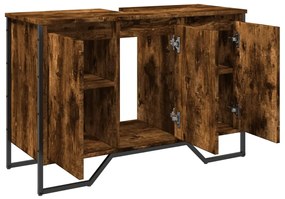füstös tölgy szerelt fa fürdőszobai mosdószekrény 91x35x60 cm