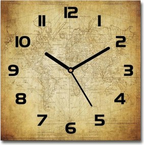 Üveg falióra Régi világtérkép 30x30 cm