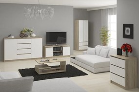 TV asztal Dariel (szonoma tölgy + fehér). Akció -12%. 1069015