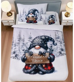 3 részes ágyneműgarnitúra Polycotton Gnome fekete 200x140cm+90x70cm TiaHome