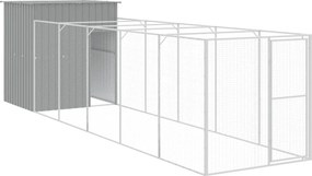 vidaXL világosszürke horganyzott acél kifutós kutyaház 165x659x181 cm