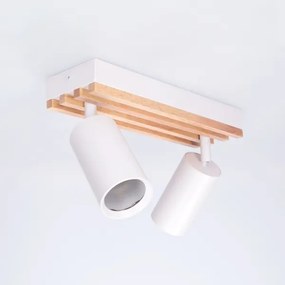Brilagi - Irányítható spotlámpa SELE WOOD ACOUSTIC 2xGU10/30W/230V fehér/fa