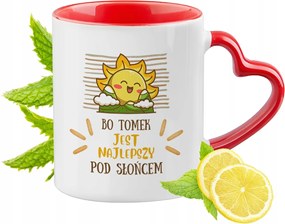 Tominak Piros Bögre Szív Alakú Füllel Ajándék Nyomtatott