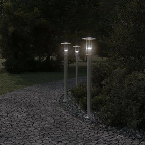 3 db ezüstszínű rozsdamentes acél kültéri állólámpa 100 cm