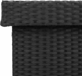 Fekete Polyrattan Kerti Tárolóláda Kerekekkel 110X55X73 Cm