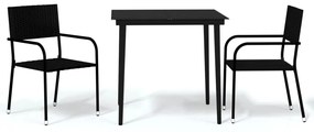 vidaXL 3 részes fekete kerti étkezőgarnitúra