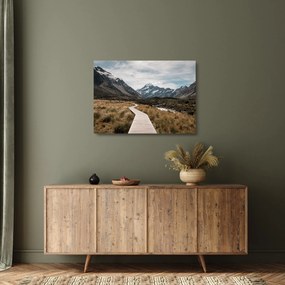 Kép - Sétány a hegységben Mt. Cook (üvegen) (70x50 cm)
