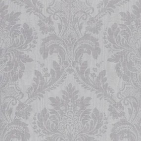 Glamour vinil tapéta vlies alapon, szürke, gyöngyházfényű ornamentum, 10 m