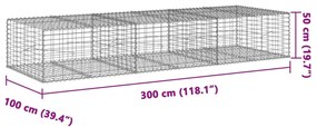 horganyzott vas gabion kosár fedéllel 300 x 100 x 50 cm